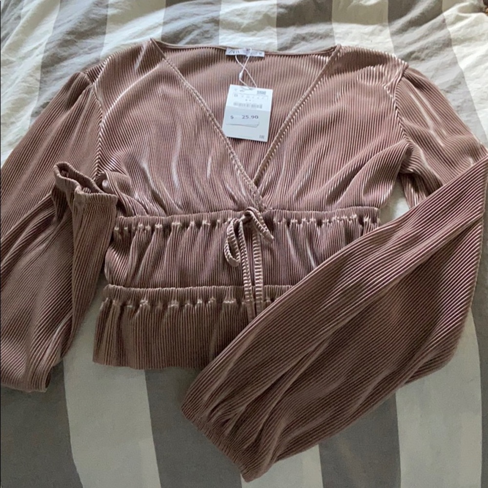NWT Camel long sleeve Zara blouse
